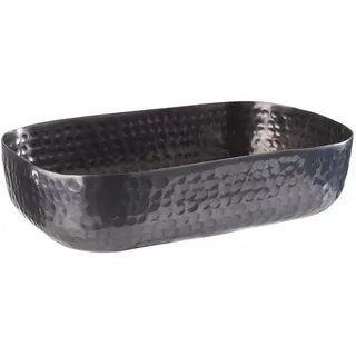 APS Schale aus Aluminium mit gehämmerter, gun-metal farbene Oberfläche für u.a. kalte und warme Speisen, 23,0 x 15,5 cm, 1,4 ltr.