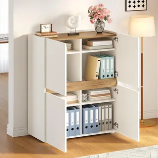 STILVORA Highboard mit verstellbaren Einlegeböden, Aktenschrank mit Stauraum, Sideboard als moderner Schrank - Weiß