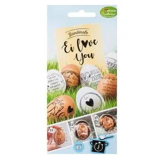 heitmann-eierfarben Sticker Ei love you, Eierbanderolen, 8 Motive, 12 Aufkleber