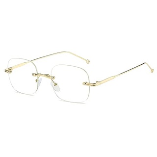 Fullwosing Brille Kurzsichtig -3.50 Metall Randlos Kurzsichtig Fernbrille für Kurzsichtigkeit -1.00 bis -4.00 Stilvoll Design Gold