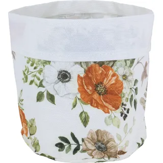 Pflanzkorb Homi mit Blumenmuster Ø 15 cm x 15 cm Weiß