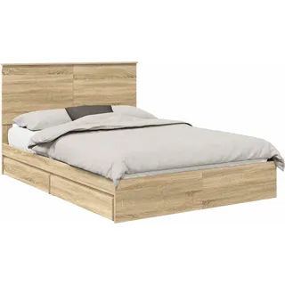 vidaXL Aufbewahrungsbett Sonoma-Eiche 140 x 200 cm Holzwerkstoff - Braun
