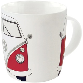 BRISA VW Collection - Volkswagen Große Keramik Kaffee-Tee-Cappuccino-Tasse-Becher-Haferl im T1 Bus Design (Bus Front/Rot)