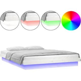 vidaXL Massivholzbett mit LEDs Weiß 120x190 cm - Weiß