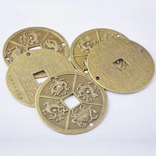 1 x chinesische vier himmlische Tiermünzen Feng Shui I Ching-Münzen Durchmesser: 6,1 cm Y1003