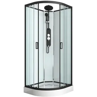 Sanotechnik Duschkabine , Schwarz , Metall, Glas , 90x230x90 cm , Badezimmer, Badezimmerausstattung, Duschkabinen