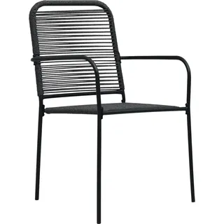 vidaXL Gartenstühle 2 Stk. Baumwollseil und Stahl Schwarz - Schwarz