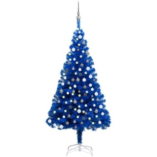 vidaXL Künstlicher Weihnachtsbaum Beleuchtung & Kugeln Blau 120 cm