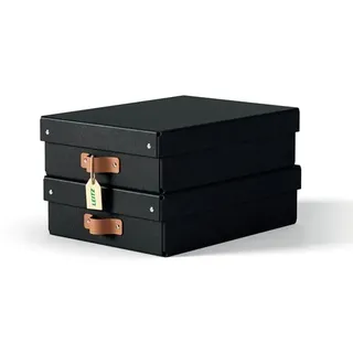 Leitz Puro Aufbewahrungsbox mit Deckel, mittelgroß & flach, 8L, 100% recycelter Karton, 2er-Pack, Schwartz