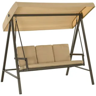 Outsunny Hollywoodschaukel, 3-Sitzer, Beige, 200 x 125 x 175 cm , Kunststoff , 125x175x200 cm , Gartenmöbel, Gartenschaukeln, Hollywoodschaukeln