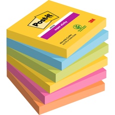 Bild Post-it® Super Sticky Carnival Haftnotizen extrastark farbsortiert 6 Blöcke