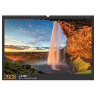 Calvendo Island - Die schönsten Wasserfälle (Wandkalender 2026 DIN A2 quer), CALVENDO Monatskalender: Island - Eine Land voller Naturwunder (CALVENDO Natur)
