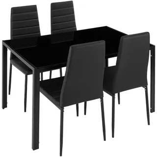 tectake Esszimmergruppe 5-teilig Berlin schwarz , Metall , Rechteckig , 70x75x120 cm , Esszimmer, Bänke, Tischgruppen & Eckbankgruppen