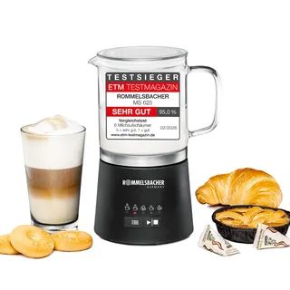 Rommelsbacher Milchaufschäumer MS 625, elektrisch, 500 ml zum Verrühren, Glaskanne, 250 ml zum Schäumen, 5 Programme, heiß & kalt schäumen oder verrühren