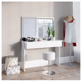 Vicco Schminktisch Azur Weiß 120 cm mit LED-Spiegel und Hocker, Model 36844 - Weiß