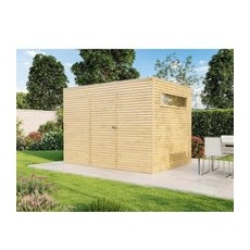 Alpholz Gartenhaus QB Flachdach 1103 cm x 300 cm Hellbraun