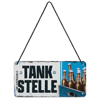 Nostalgic-Art Retro Hängeschild, 10 x 20 cm, Tankstelle Bier – Geschenk-Idee als Bar-Zubehör, aus Metall, Vintage Design mit Spruch, Blechschilder Sprüche, Bier-Deko