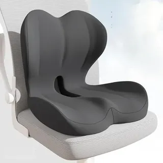 HoldOneLight Orthopädisches Sitzkissen mit Rückenlehne[Seitliche Unterstützung & Komfort] Sitzkissen für Bürostuhl & Auto - Ergonomisch, Sitzpolster, Steißbeinkissen Black