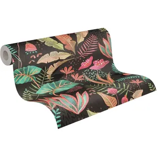 A.S. Création Tapete Floral Schwarz Bunt Grün Pink Orange - Livingwalls Famous Garden 393481 - Vliestapete - 10,05 m x 0,53 m - Made in Germany