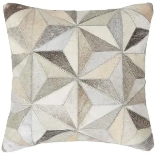 Homescapes Patchwork-Kissen Fell & Leder 45/45 cm geometrisch , Patchwork , Füllung: Polyester , Quadratisch , 45x45 cm , Oeko-Tex® , Heimtextilien, Wohntextilien, Kissen, Zierkissen