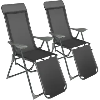 Tectake Jana Gartenstuhl 146,5 x 59 x 117,5 cm anthrazit 2 St.