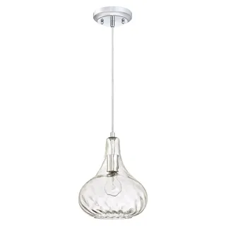 Einflammige Pendelleuchte Hammerschlagglas Chrom - Silber