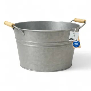 Livlig53 LIVLIG Zinkwanne 30L Zink, Pflanzkübel groß & Getränkekühler | Premium Blechwanne verzinkt mit Griffen, Made in Europa. Schöne Gartendeko, Miniteich und hochwertiger Flaschenkühler