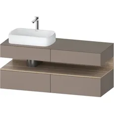 Duravit Qatego Konsolenwaschtischunterbau, 2 Auszüge, 2 Schubkästen, Ausschnitt links, 1400x550x600mm, Nische Eiche Mamoriert, QA4765055, Farbe: Basalt Matt