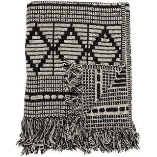 Bloomingville Gutte Plaid 130 x 160 cm Beige/Grau/Schwarz/Weiß