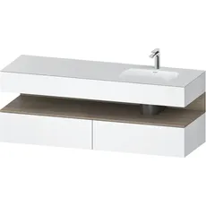 Duravit Qatego Einbauwaschtisch mit Konsolenwaschtischunterbau, 1600x550x600mm, Nische Eiche Terra, Becken rechts, QA4796035, Farbe: Weiß Matt