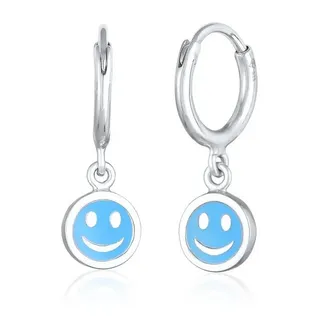Elli Paar Ohrstecker »Ohrringe Kids Creolen Smiling Emaille 925 Silber«, blau