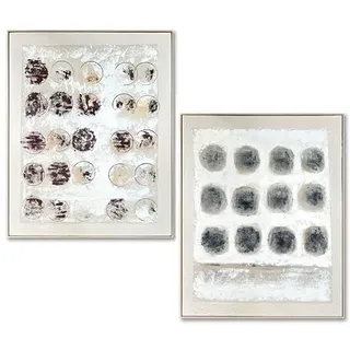 DRW Abstraktes Leinwandbild mit Naturholzrahmen in Natur, Weiß, Schwarz und Braun, 102 x 82 x 4,5 cm