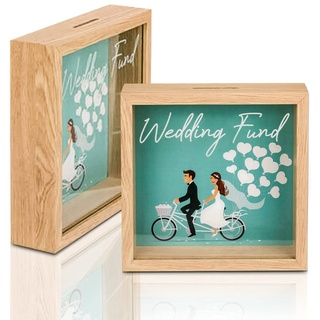 Bada Bing Spardose Hochzeitskasse Bilderrahmen Wedding Fund Holz Mint Grün Reisekasse Hochzeit Geldgeschenk Bild 20 x 20 cm Hochwertig 56