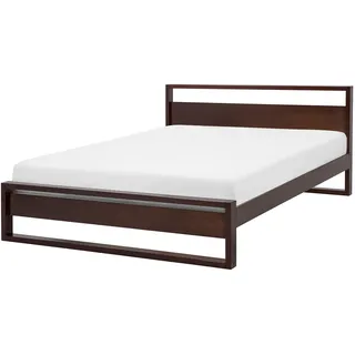 Beliani Holzbett 160/200cm Dunkler Holzfarbton Giulia - Dunkelbraun , 160x200 cm , Schlafzimmer, Betten
