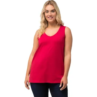 Ulla Popken Damen Feminines Top mit V-Neck T-Shirt, rot, 58-60