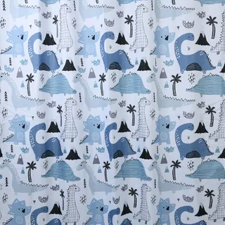 Gedy Vorhang, 240 x 200 cm, Dinosaurier, weiß-blau