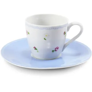 Leander álek s podálkem na espresso, 0,07 l, RoseLine, kvítky, Leander, eský porcelán - Hellblau