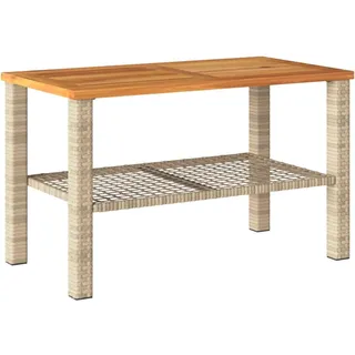 vidaXL Gartentisch Beige 70/38/42 Cm Poly Rattan Akazienholz , Kunststoff , Rechteckig,rechteckig , Säule , 38x42x70 cm , Gartenmöbel, Gartentische, Loungetische