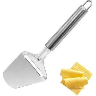 Unyqoos® Käsehobel aus rostfreiem Edelstahl mit ergonomischem Griff & Aufhängeöse, spülmaschinenfest – präzise Scheiben für Käse, Butter, Schokolade - Silber