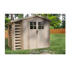 Timbela Holz-Gartenhaus mit Brennholzregal M386F 4,5 m2 ohne Boden