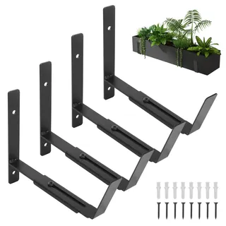 Knpwer 4 Stk Balkon Blumenkasten Halterungen, Verstellbare Fenster Pflanzkasten Halterungen 6-12 Zoll,Regalhalterung Balkon Blumenkastenhalter für Rohrgeländer, Wand, Ledge