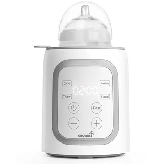 Grownsy Flaschenwärmer Baby, 10-in-1 Fläschchenwärmer für alle Flaschen mit Timer, präziser Temperaturkontrolle und automatischer Abschaltung, multifunktionaler Babyflaschen Wärmer für Muttermilch