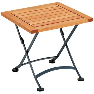 Gardenson Gartenhocker , Naturfarben, Schwarz , Holz, Metall , Eukalyptusholz , massiv , quadratisch , 45x43.5x45 cm , FSC Mix , Gartenmöbel, Gartensessel, Gartenhocker