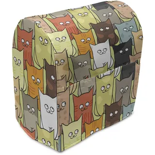 ABAKUHAUS Katzen Standmixerabdeckung, Lustige farbige Cartoon, Küchengerät Taschenhülle mit Taschen, 36 x 39 x 24 cm, Mehrfarbig