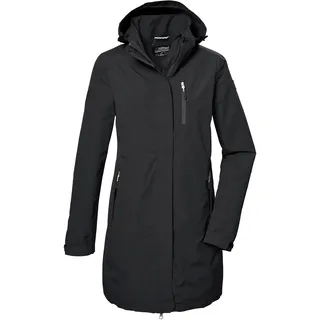 Parka KILLTEC "KOS 30 WMN PRK", Damen, Gr. 42, schwarz, Oberstoff: 100% Polyester, Futter: 100% Polyester (recycelt), Jacken Parka, Funktionsparka: wasser- und winddicht, atmungsaktiv, abnehmbare Kapuze