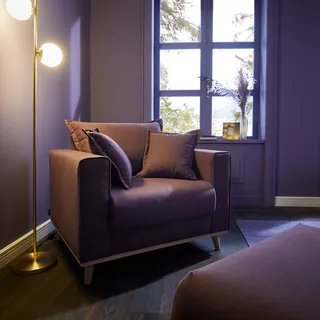 Sessel HOME AFFAIRE "Edina", lila (aubergine), B:95cm H:74cm T:84cm, Webstoff (100% Polyester);Baumwollmix (50% Baumwolle, 50% Polyester);Baumwollmix (50% Baumwolle, 50% Polyester), Sessel, Sessel, auch in Baumwollmix-Bezug, im skandinavischem Stol