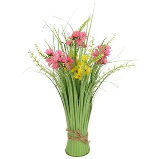 I.GE.A. Kunstgras »Grasbund mit Blüten« Deko Grasbusch Gräser Kunstblume Kunstpflanze Künstliche Pflanze, bunt