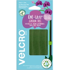 VELCRO Marke VEL-30701-WEU Starterpaket für Gartenbinder für Tomaten, Weinreben oder Zimmerpflanzen 12 Stück, zugeschnitten, 15 cm x 1,2 cm, grün, recycelter Kunststoff