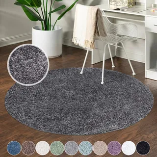Carpet City City Shaggy Hochflorteppich Ø 120 cm Grau