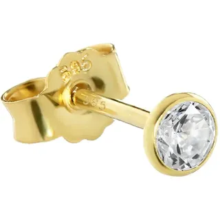 NKlaus Einzel Ohrstecker echt Gold 585er 14 Karat 3,5mm Cubic Kristall Zirkonia Damen Herren Kinder 1748